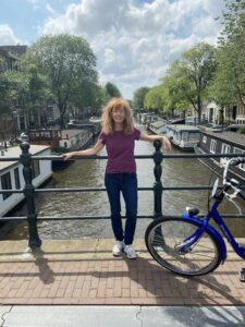 Rena with bicycle in Amsterdam