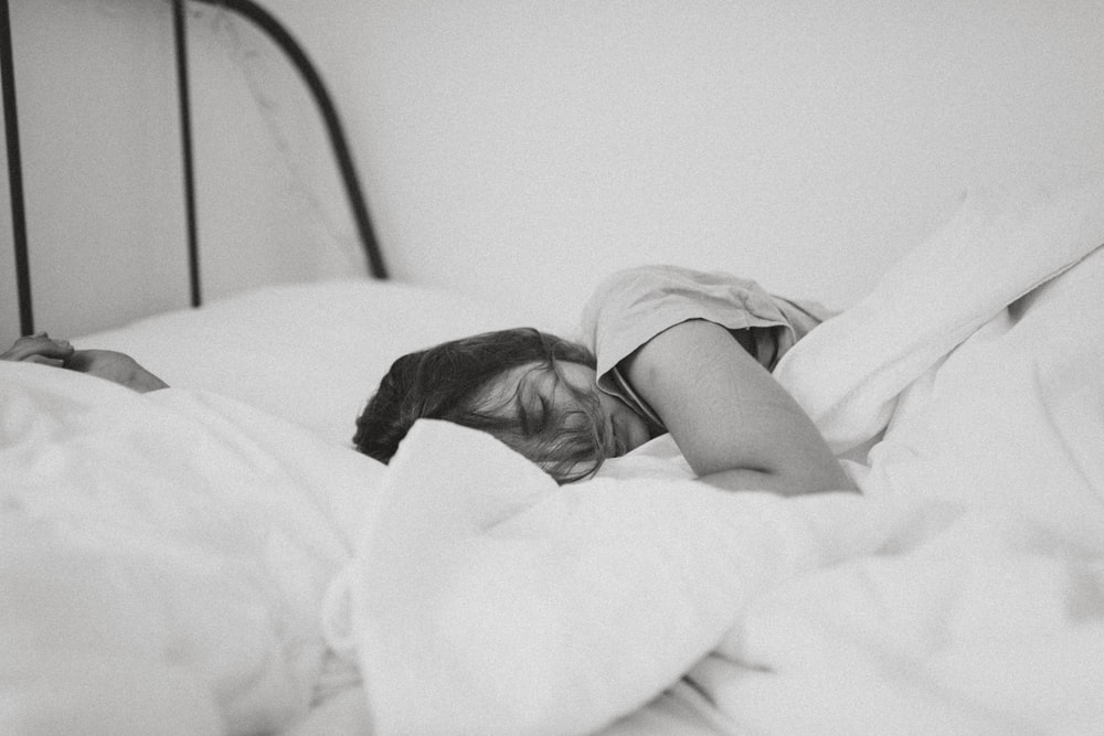 a woman sleeps